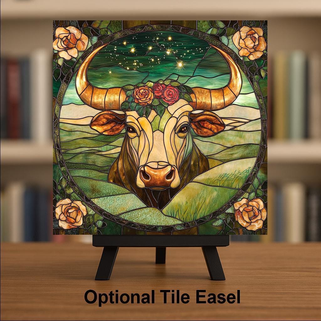 Taurus Zodiac Wall Art Ceramic Tile Astrology Gift Bull Decor April May Birthday Art Taurus Lover Gift Tile