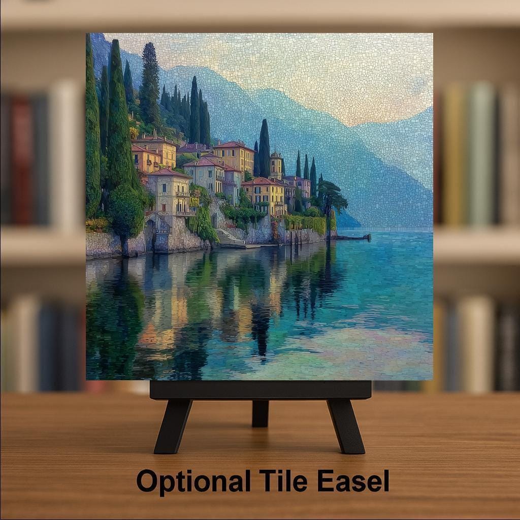 Lake Como Wall Art Ceramic Tile Italy Gift Mediterranean Decor Italian Lake Art Italy Lover Gift Tile