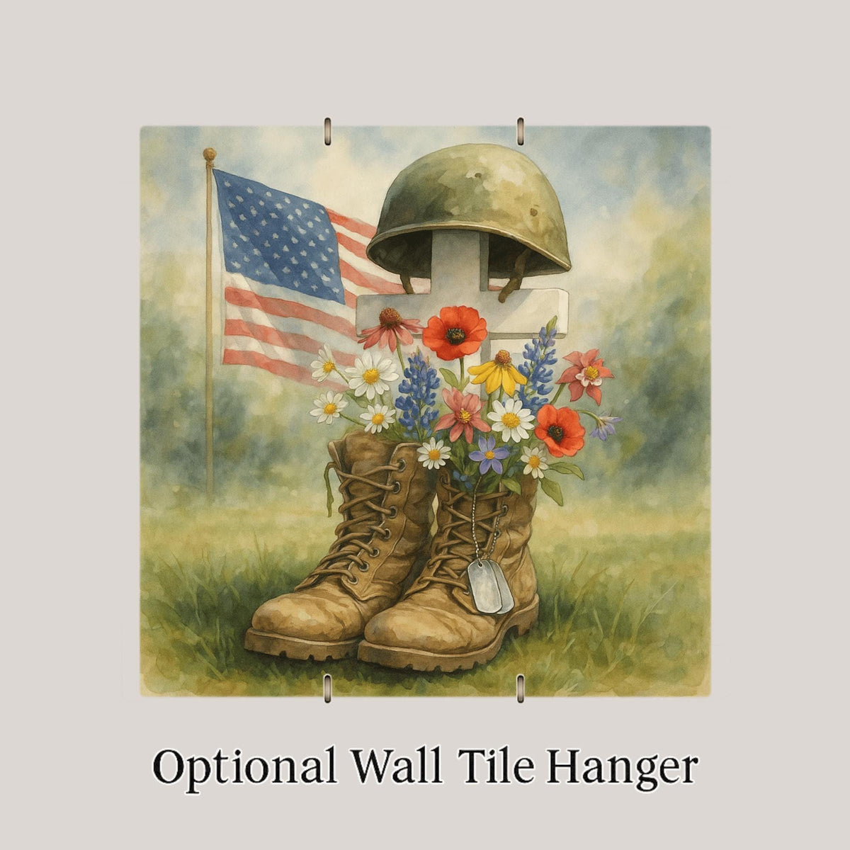 Veterans Memorial Wall Art Ceramic Tile Military Gift Patriotic Decor Soldier Gift Memorial Day Art Tile