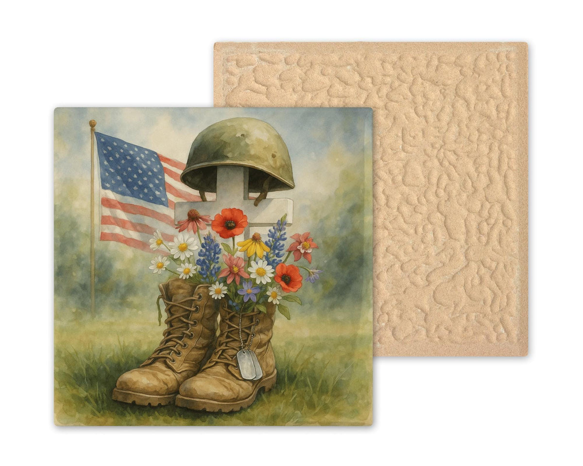 Veterans Memorial Wall Art Ceramic Tile Military Gift Patriotic Decor Soldier Gift Memorial Day Art Tile