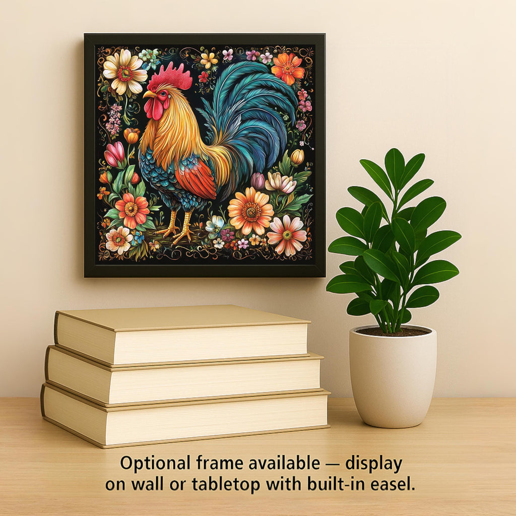 Rooster Wall Art Ceramic Tile Farmhouse Kitchen Decor Country Wall Decor Folk Art Rooster Lover Rustic Gift Accent Tile
