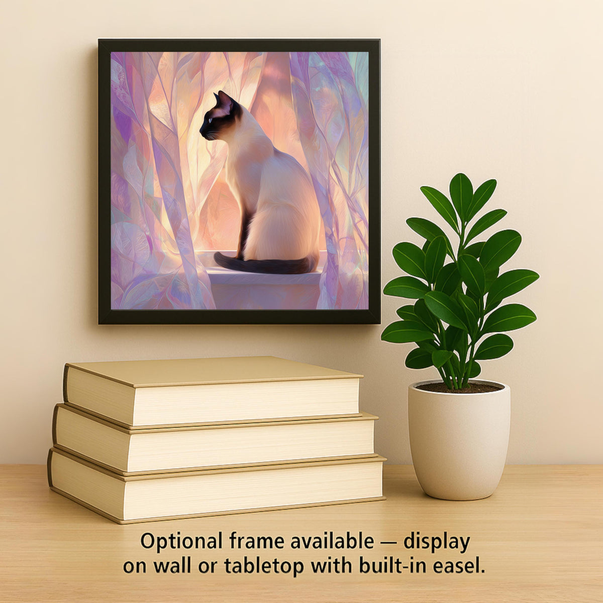 Siamese Cat Wall Art Ceramic Tile Pastel Cat Portrait Serene Bedroom Decor Cat Memorial Tile Lilac Window Cat Art
