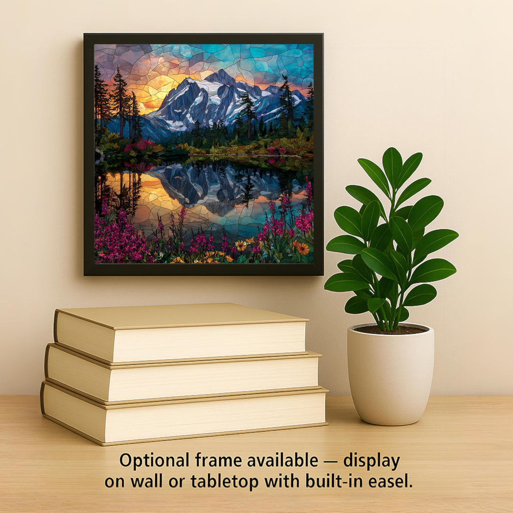 Mt Shuksan Ceramic Art Tile: Cabin Wall Decor Nature Lover Gift Woodland Home Decor Wall Art