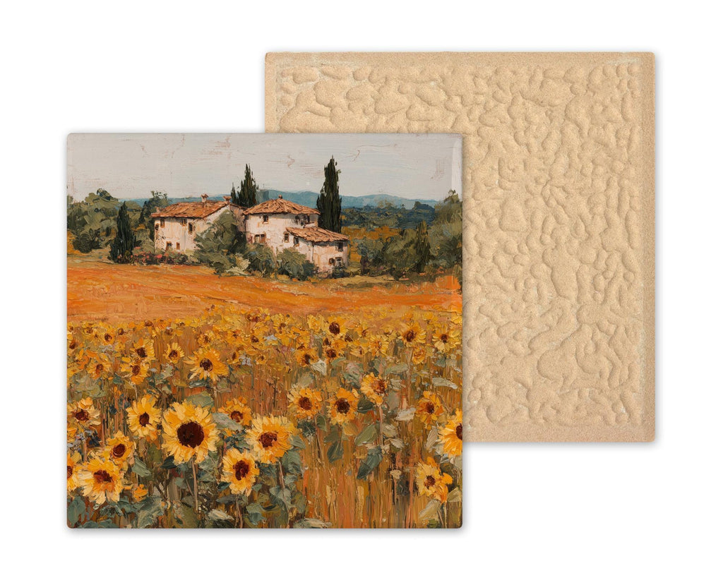 Sunflower Ceramic Tile Art: Tuscan Farmhouse Decor, Rustic Kitchen Wall Art