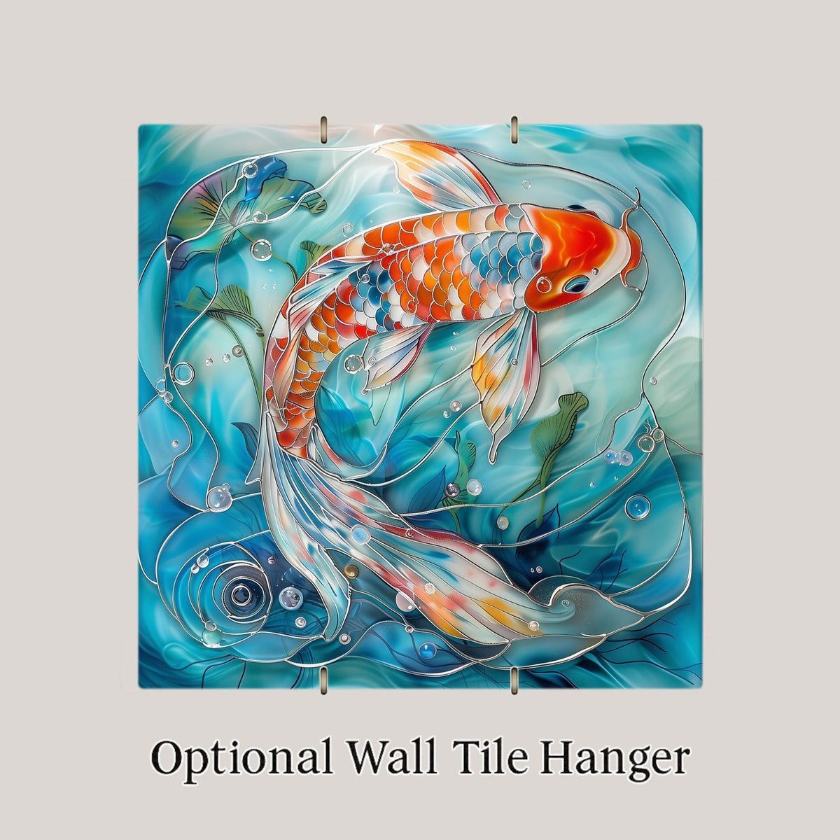 Koi Fish Wall Art Ceramic Tile Japanese Zen Gift Nature Art Koi Lover Pond Decor Asian Nature Gift
