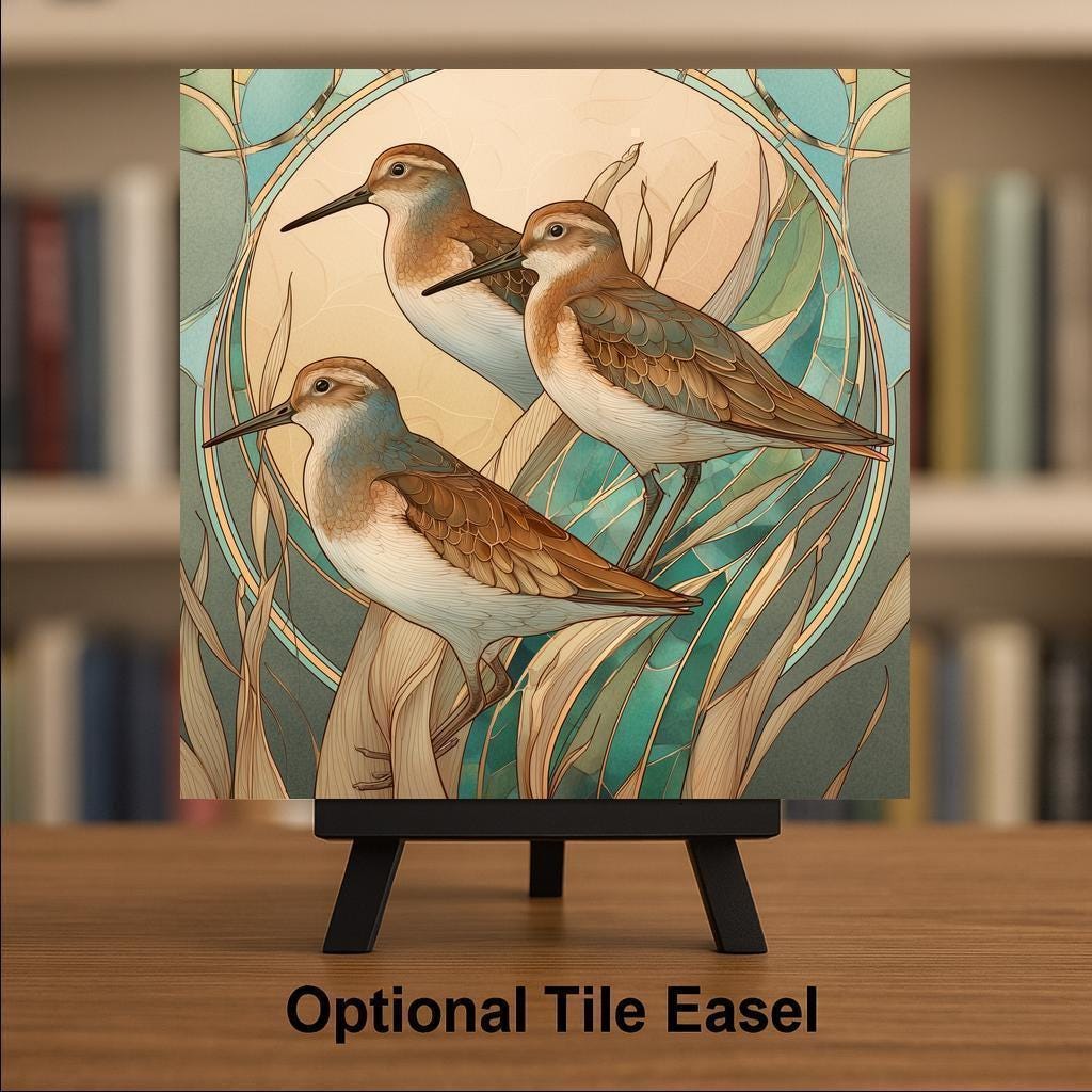 Sandpiper Wall Art Ceramic Tile Shore Bird Decor Coastal Wildlife Gift Beach Lover Art Tile