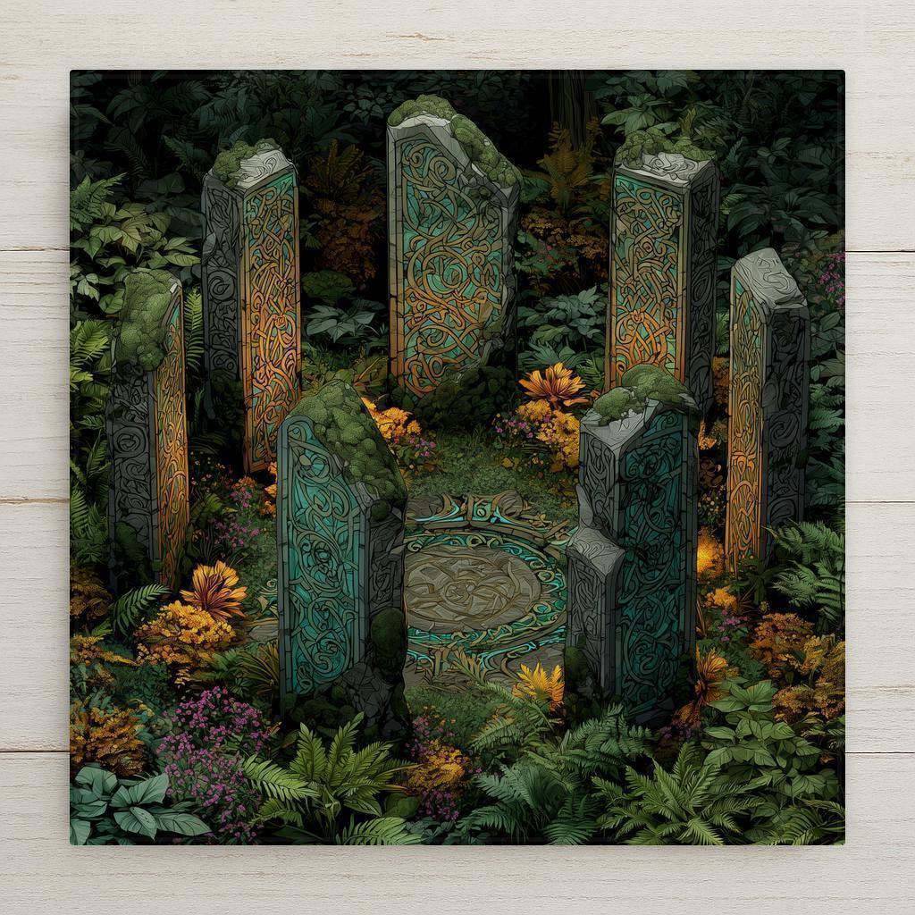 Celtic Standing Stones Wall Art Ceramic Tile Irish Heritage Gift Mystic Decor Celtic Art Gift Tile
