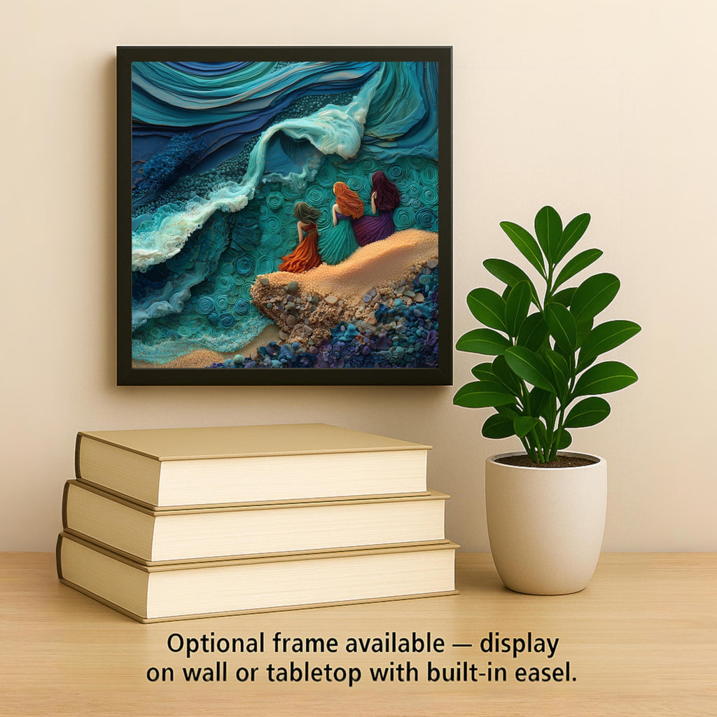Mermaid Wall Art Ceramic Tile Ocean Fantasy Coastal Beach House Decor Turquoise Sea Bathroom Nature Art