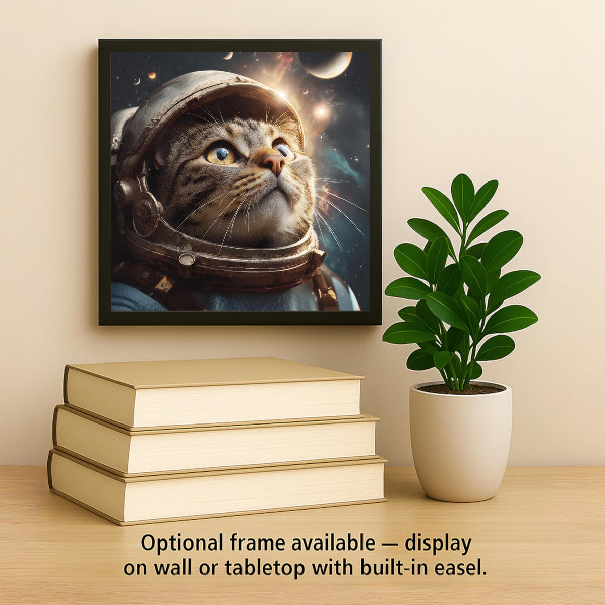 Astronaut Cat Wall Art Ceramic Tile Cat Lover Gift Space Cat Decor Sci Fi Cat Tile Art