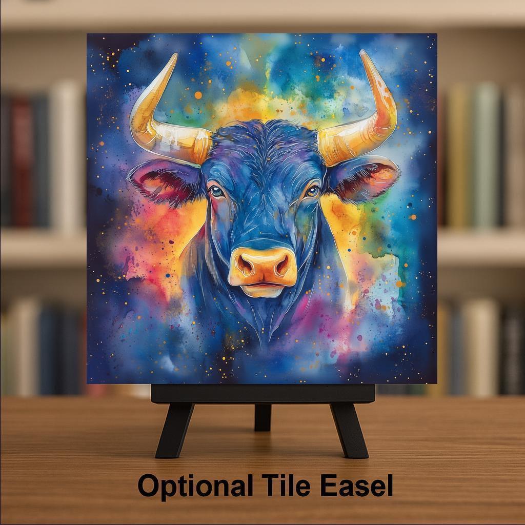 Taurus Wall Art Ceramic Tile Zodiac Gift Taurus Birthday Decor Astrology Tile Art