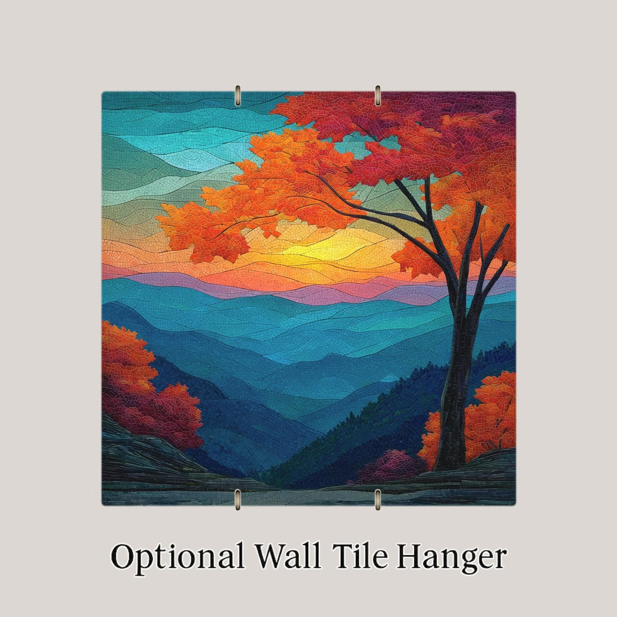 Smoky Mountains Wall Art Ceramic Tile Tennessee Gift Sunset Decor Mountain Nature Art Hiker Gift Art Tile