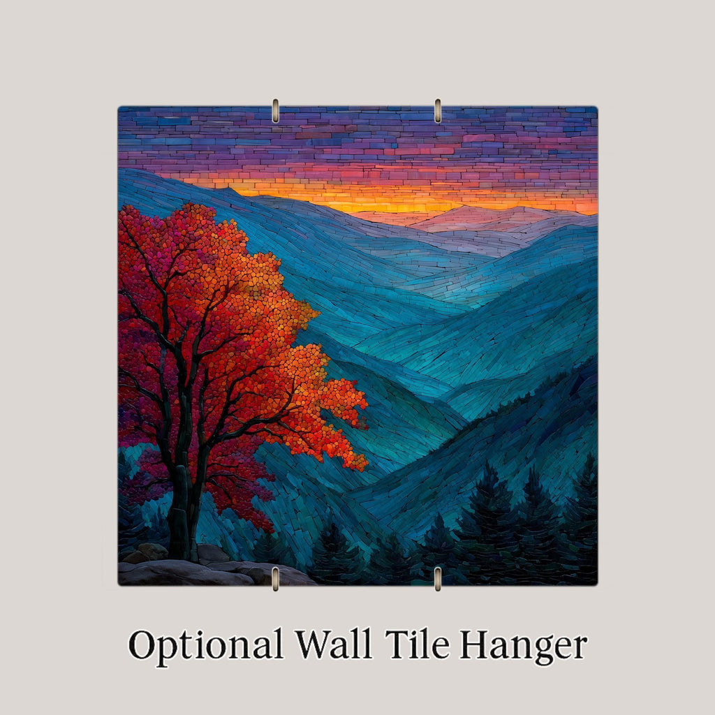 Smoky Mountain Autumn Ceramic Art Tile: Cabin Wall Decor Nature Lover Gift Woodland Home Decor Wall Art