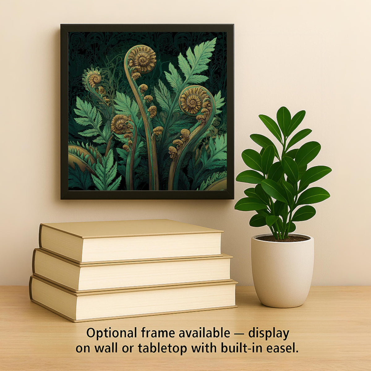 Fern Ceramic Art Tile – Art Nouveau Botanical Wall Decor, Emerald Woodland Plant Lover Gift