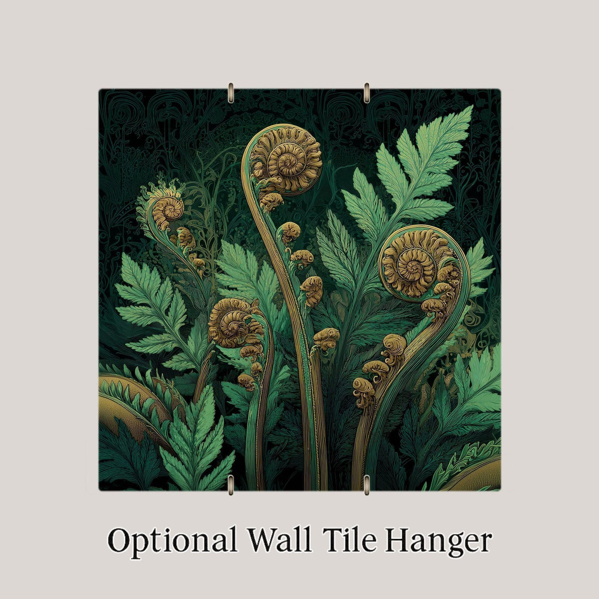 Fern Ceramic Art Tile – Art Nouveau Botanical Wall Decor, Emerald Woodland Plant Lover Gift