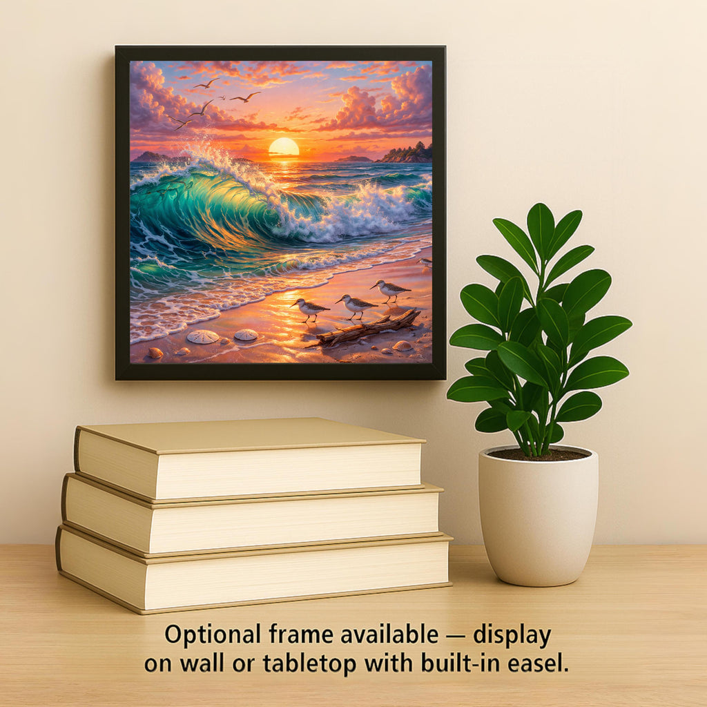 Sandpiper Beach Art Ceramic Tile Coastal Sunset Decor Shore Bird Gift Beach House Wall Art