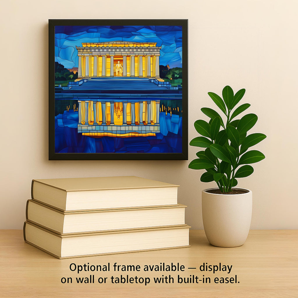 Lincoln Memorial Wall Art Ceramic Tile Washington DC Decor Patriotic Home Decor American Landmark Gift Reflecting Pool Art