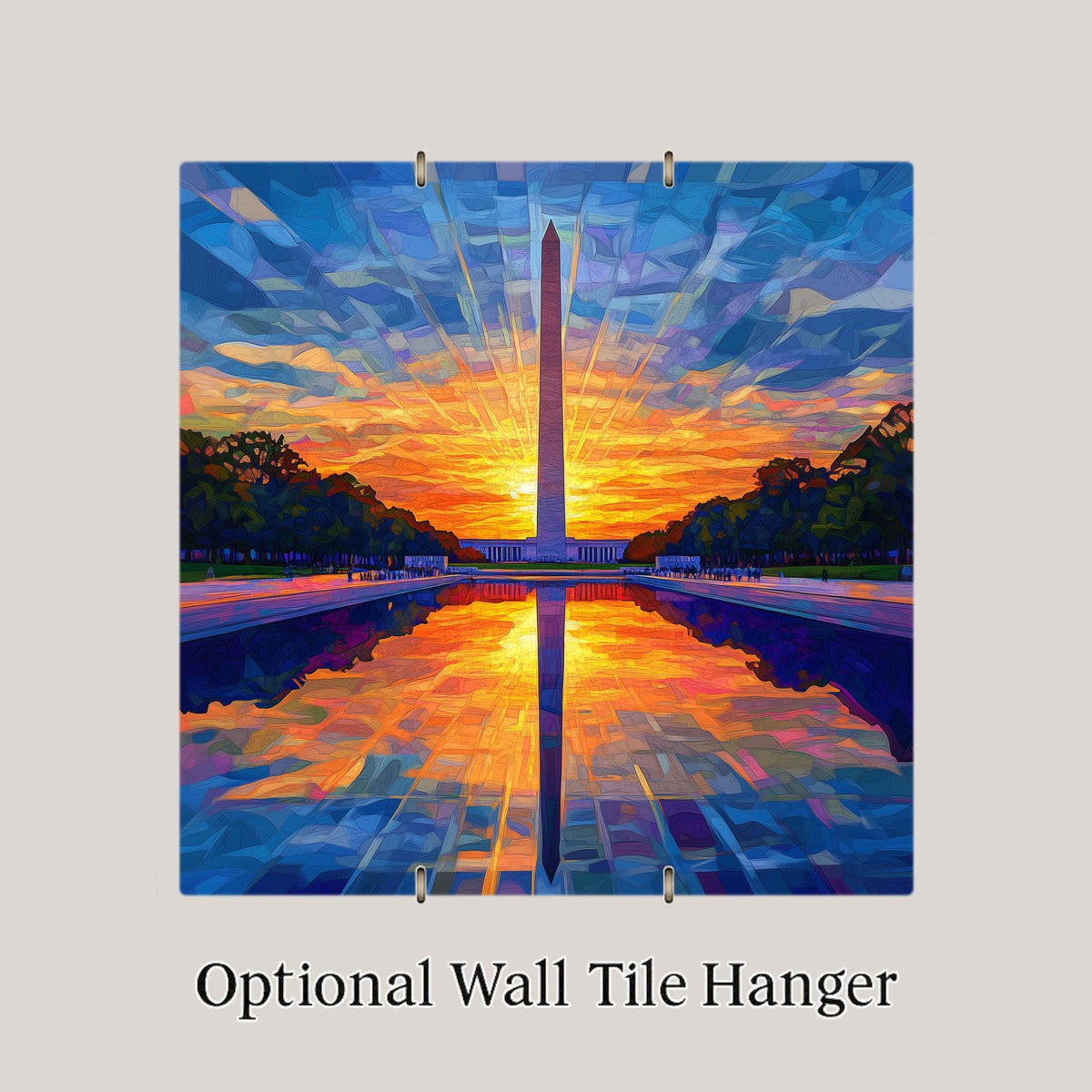 Washington Monument Ceramic Tile Wall Art Washington DC Decor Patriotic Home Decor National Mall Sunset Reflecting Pool