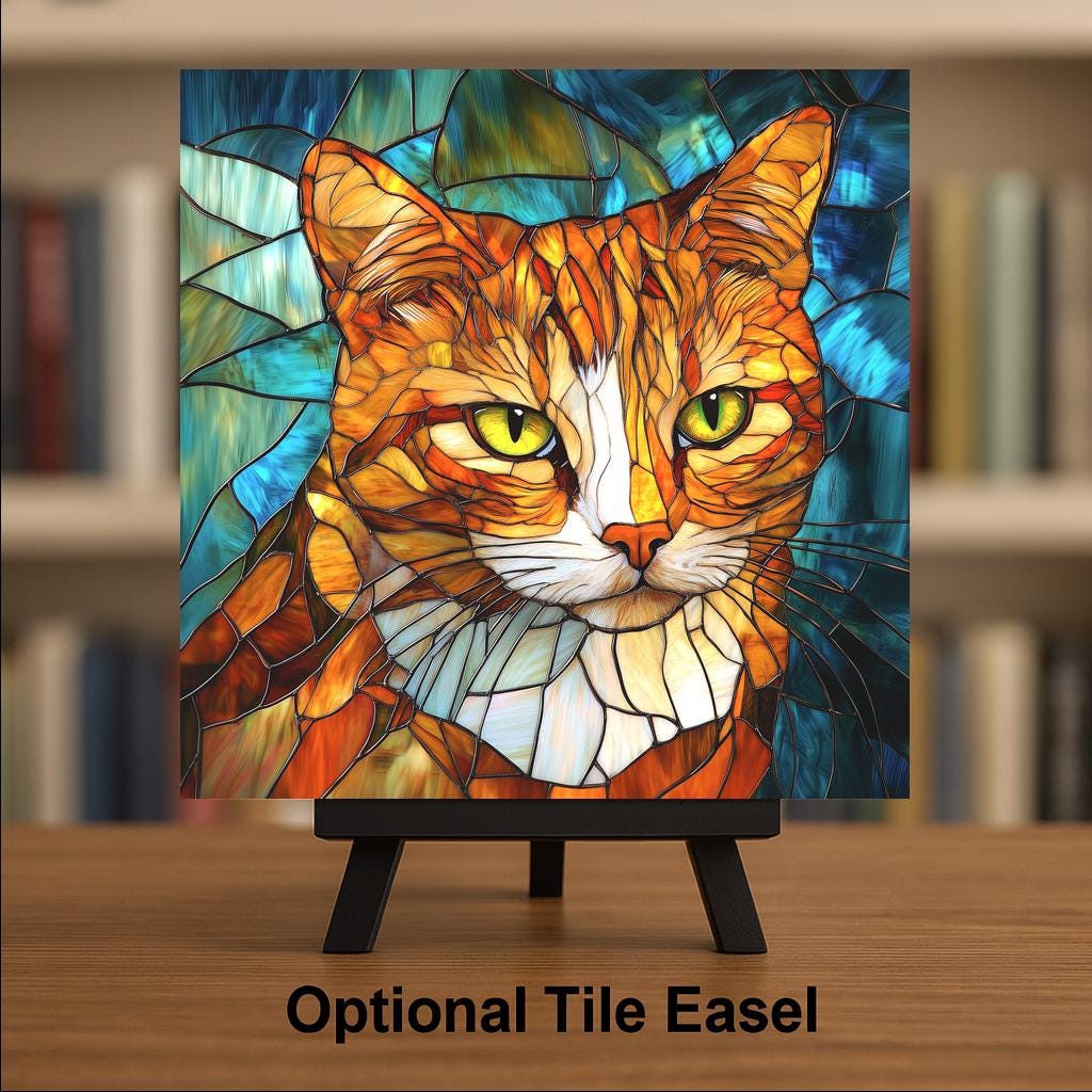 Ginger Cat Wall Art Ceramic Tile Cat Lover Gift Orange Cat Decor Pet Memorial Tile