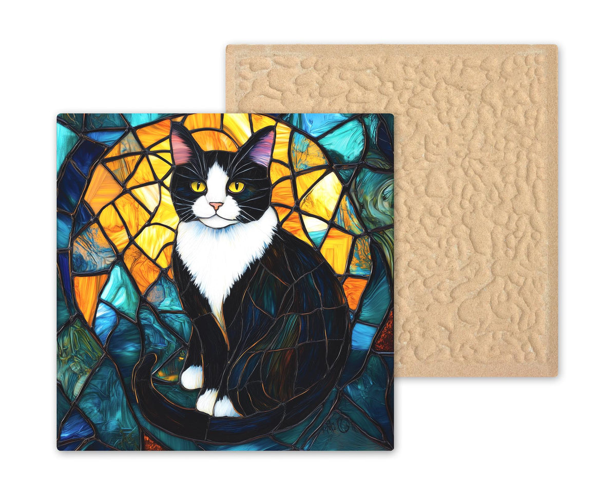 Tuxedo Cat Wall Art Ceramic Tile Cat Lover Gift Cat Memorial Gift Pet Tribute Tile