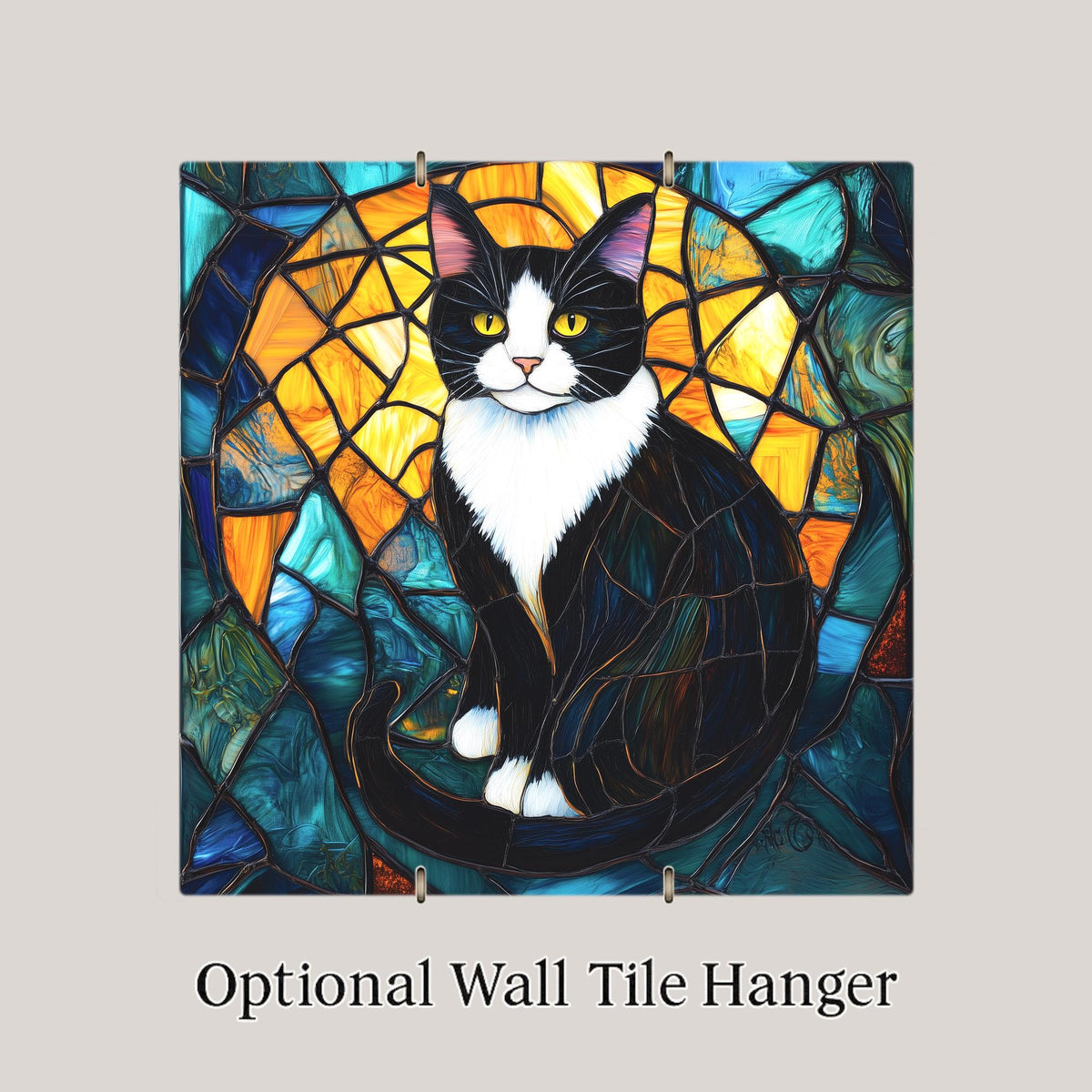 Tuxedo Cat Wall Art Ceramic Tile Cat Lover Gift Cat Memorial Gift Pet Tribute Tile