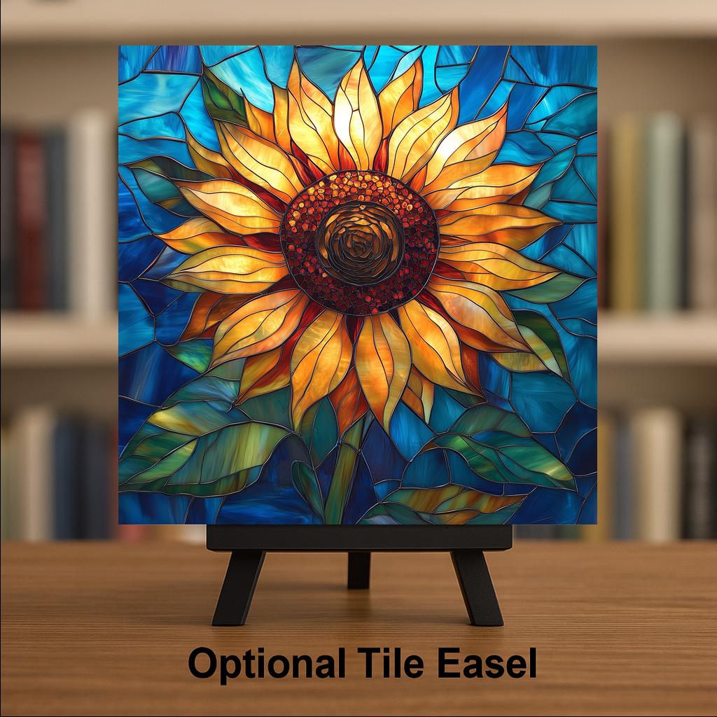 Sunflower Ceramic Art Tile – Kitchen Wall Decor, Floral Farmhouse Sunflower Lover Gift