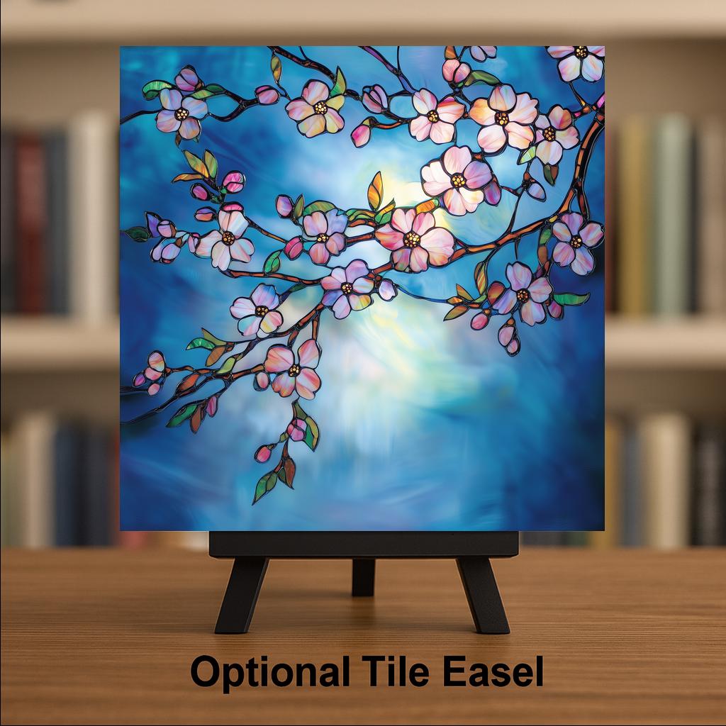 Cherry Blossom Ceramic Art Tile – Japanese Sakura Wall Decor, Spring Floral Zen Gift