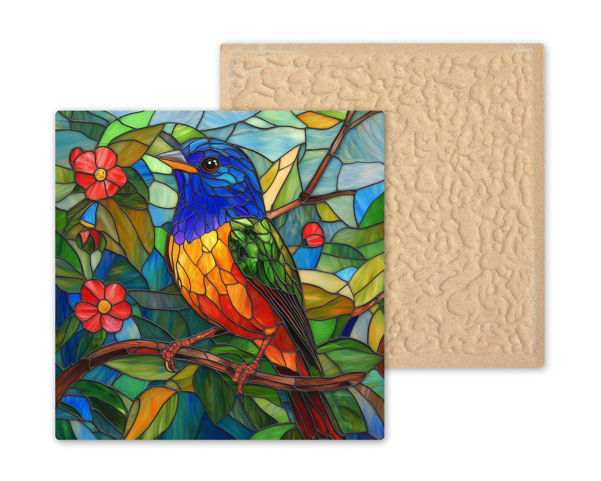 Painted Bunting Wall Art Ceramic Tile Bird Lover Gift Colorful Bird Decor Songbird Tile