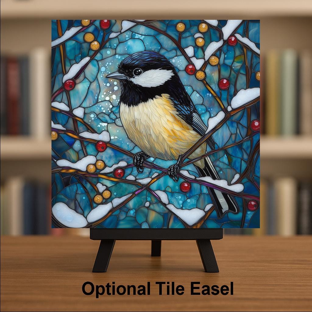 Chickadee Ceramic Art Tile – Backyard Bird Wall Decor, Songbird Birdwatcher Nature Lover Gift