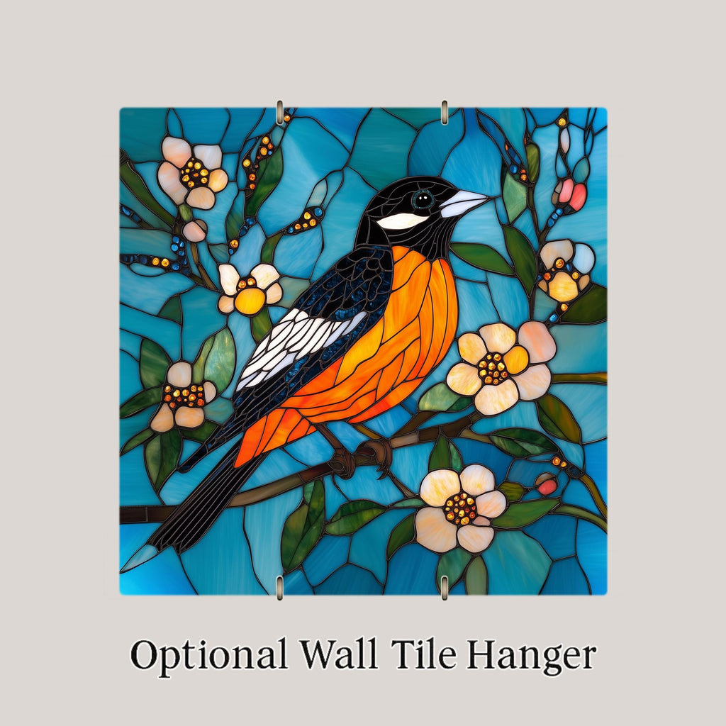 Oriole Wall Art Ceramic Tile Bird Lover Gift Baltimore Oriole Decor Orange Bird Tile Art