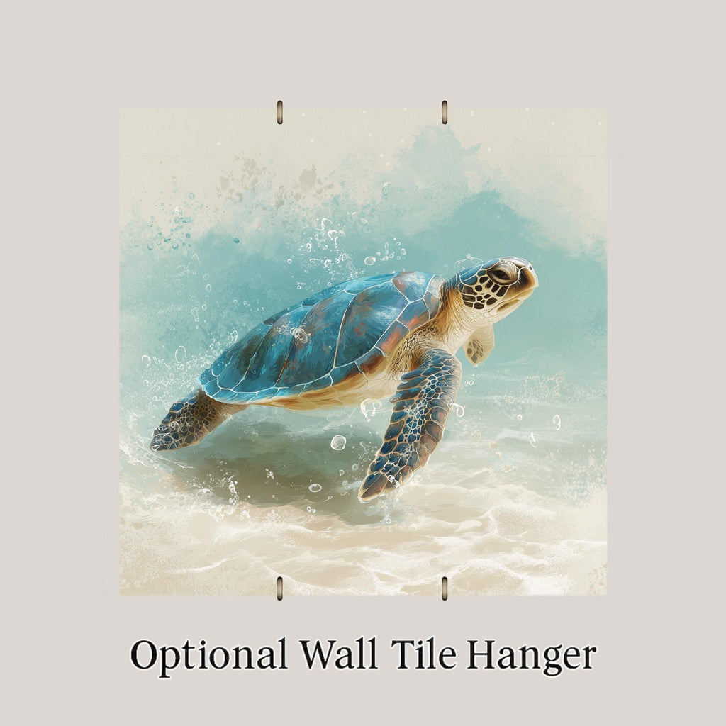Sea Turtle Decor Ceramic Tile Wall Art Coastal Bathroom Art Beach House Gift Ocean Wildlife Tile