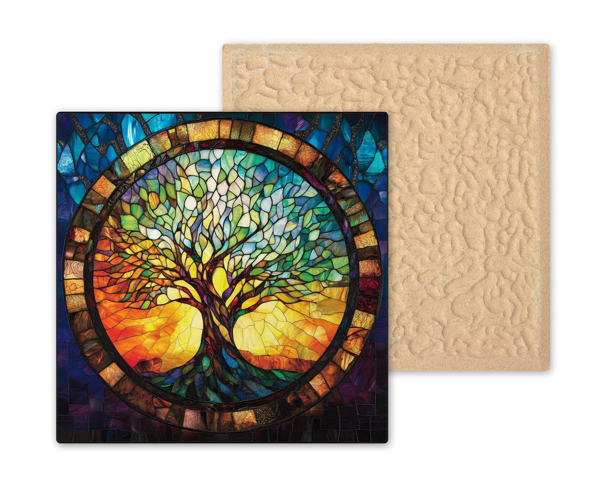 Tree of Life Ceramic Tile: William Morris Art Nouveau Stained Glass Look