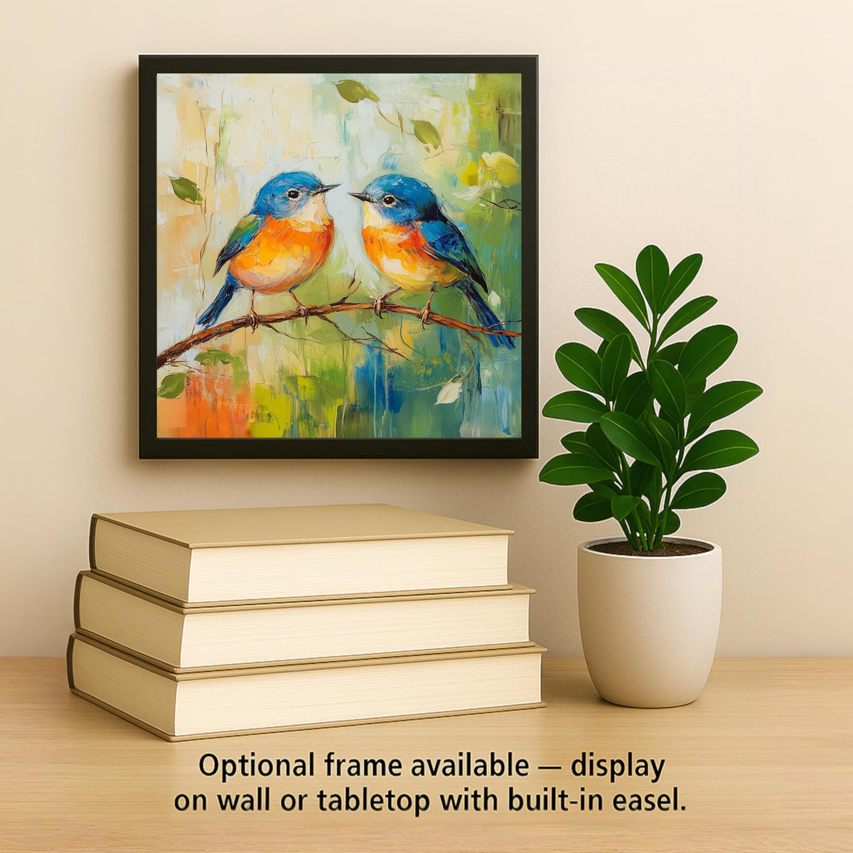 Bluebird Ceramic Art Tile – Eastern Bluebird Couple Wall Decor, Cottagecore Bird Lover Gift
