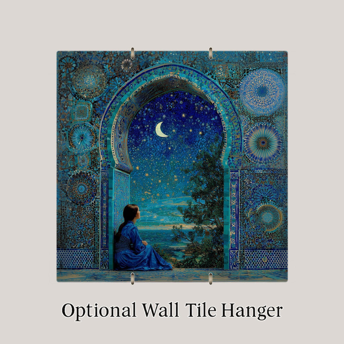 Celestial Stained Glass Style Ceramic Art Tile: Memorial Keepsake Sympathy Gift Remembrance Home Decor Wall Art
