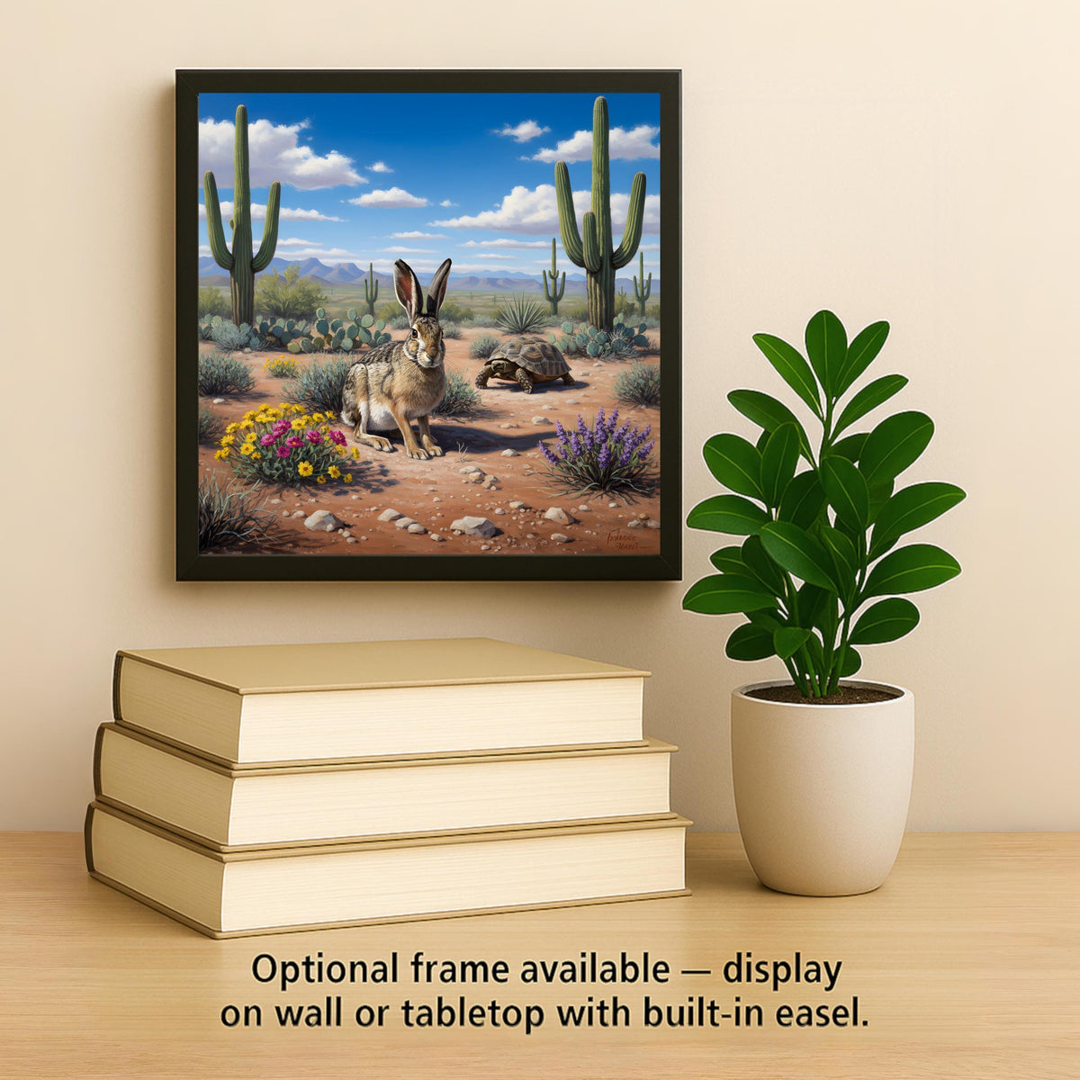 Desert Jackrabbit Ceramic Art Tile – Sonoran Southwestern Wall Decor, Desert Wildlife Nature Lover Gift