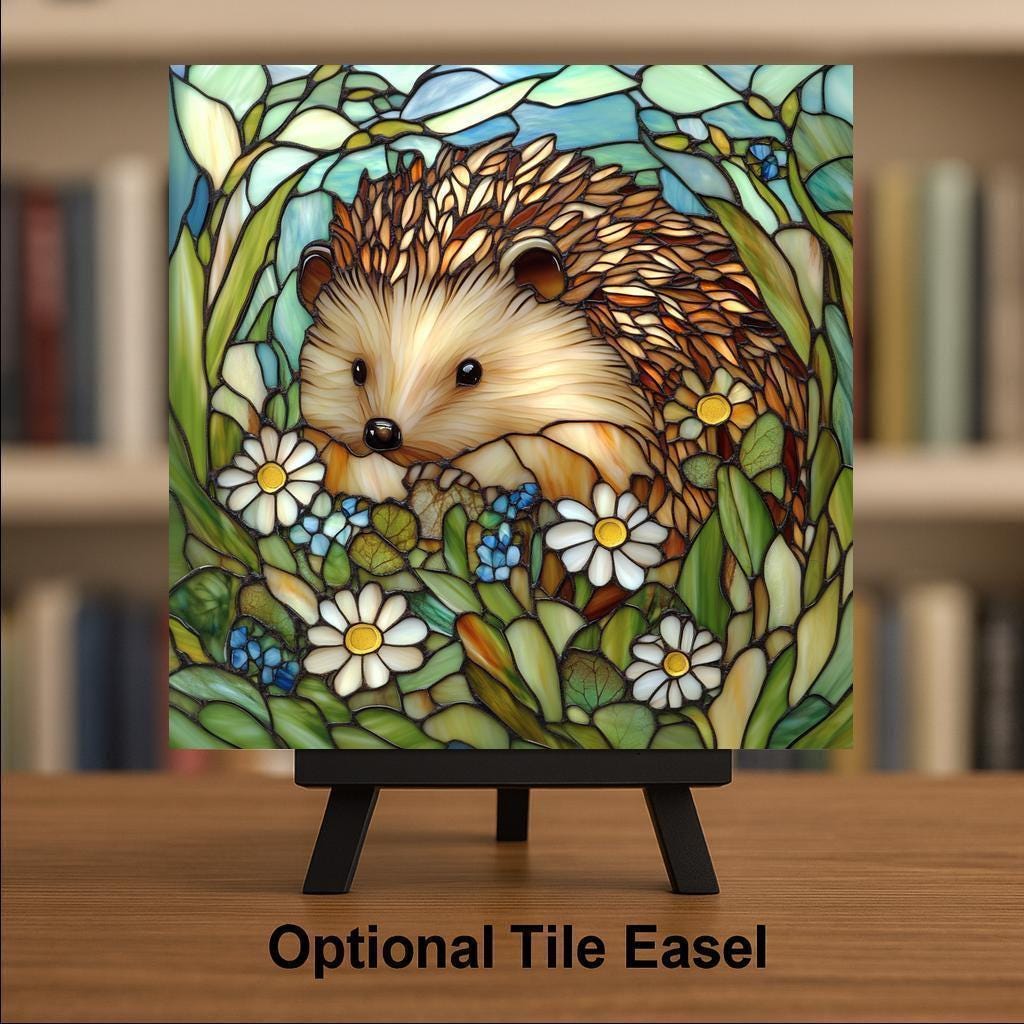 Hedgehog Wall Art Ceramic Tile Garden Gift Woodland Decor Nature Lover Art Hedgehog Lover Gift Tile