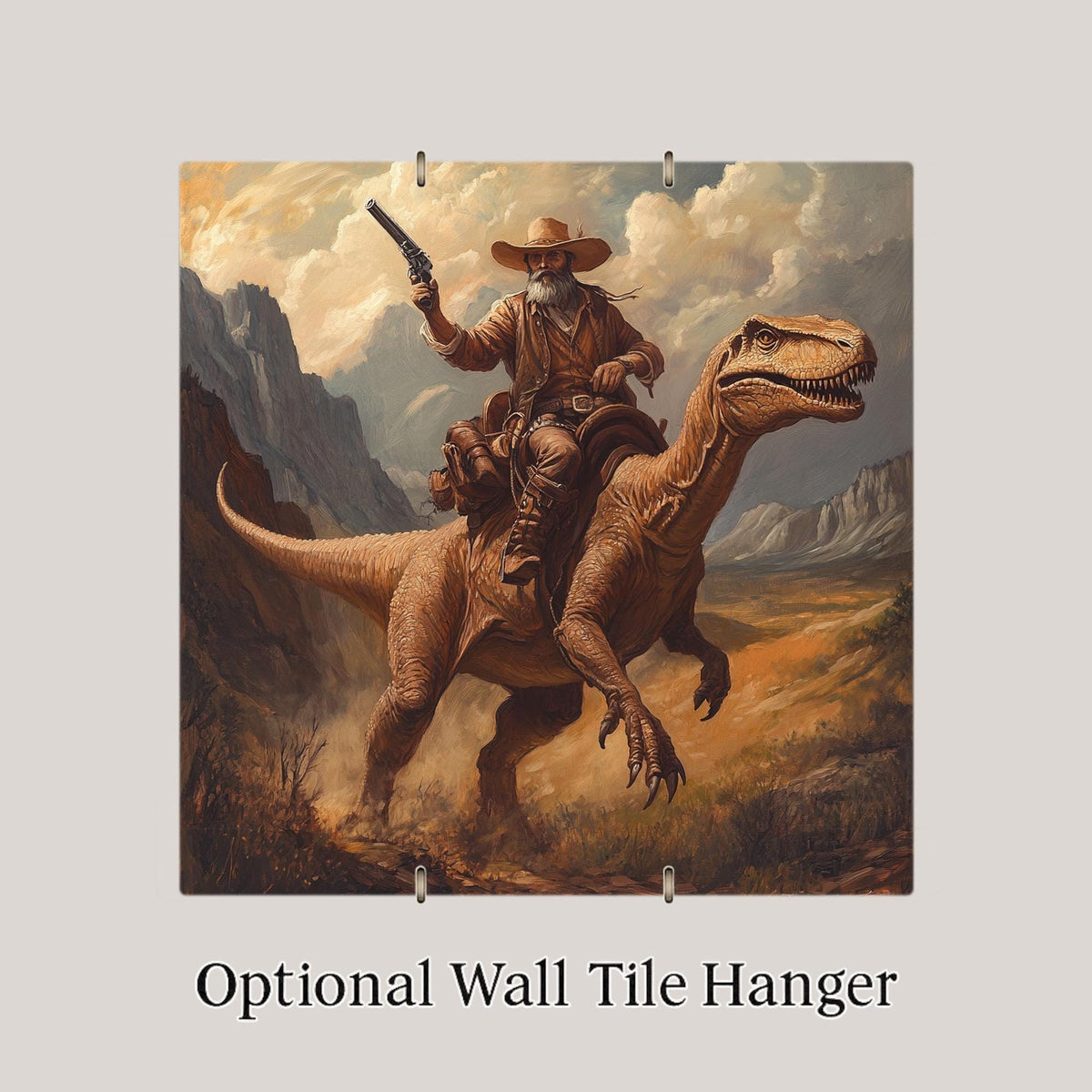 Velociraptor Ceramic Art Tile: Whimsical Wall Decor Cottagecore Gift Fantasy Home Decor Wall Art Funny Dinosaur Prehistoric Science Teach
