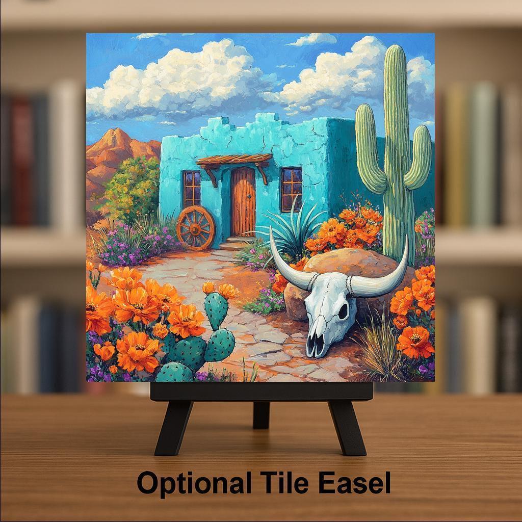 Adobe House Wall Art Ceramic Tile Southwest Gift Rustic Desert Decor Pueblo Art New Mexico Art Place Identity Gift Tile