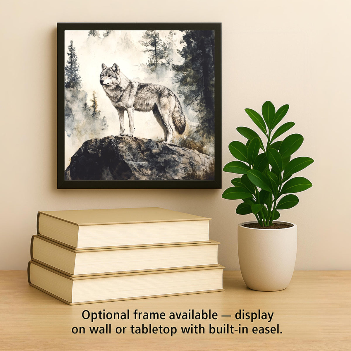 Grey Wolf Ceramic Tile Wall Art – Stained Glass Style Wildlife Decor, Cabin Lodge Gift, Rustic Nature Home Accent for Wolf Lovers