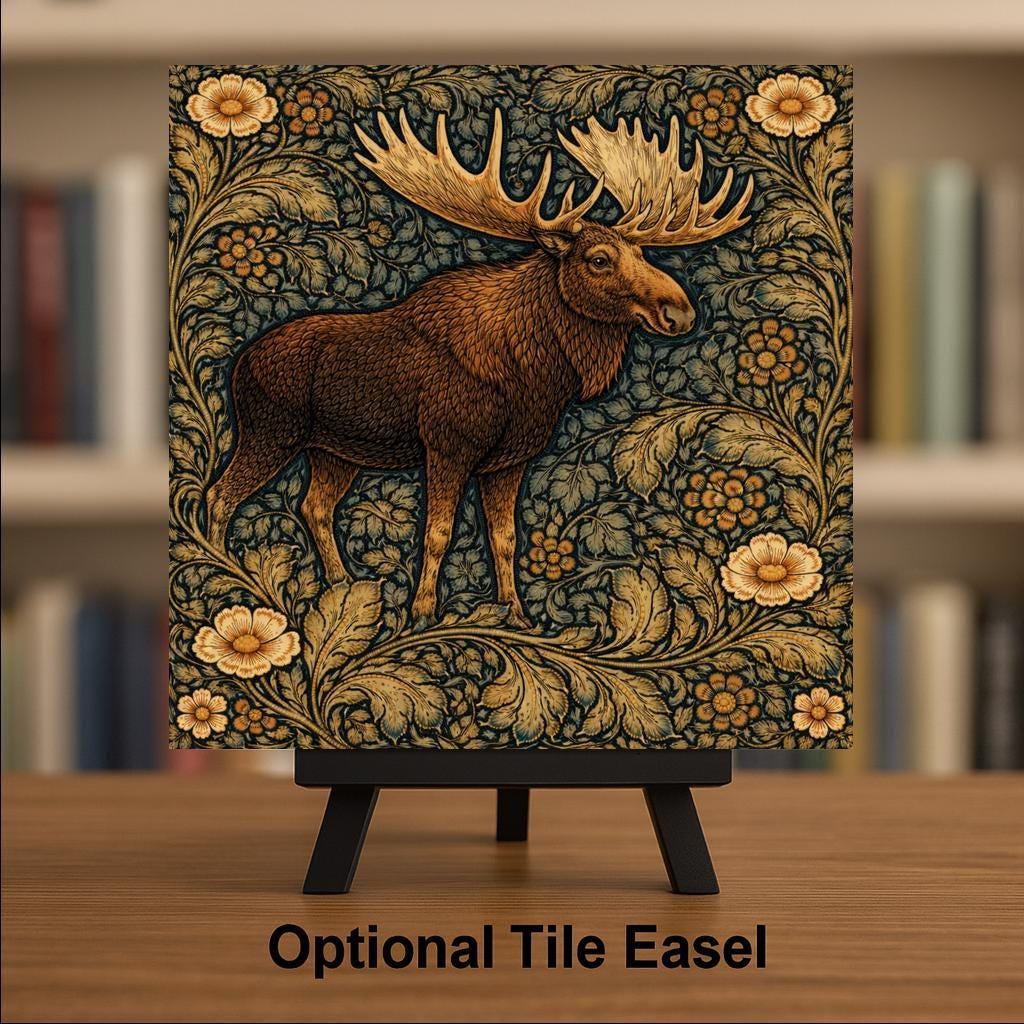 Moose Lodge Wall Art Ceramic Tile Cabin Decor Rustic Wall Decor Woodland Animal Art Lake House Decor Wildlife Home Decor