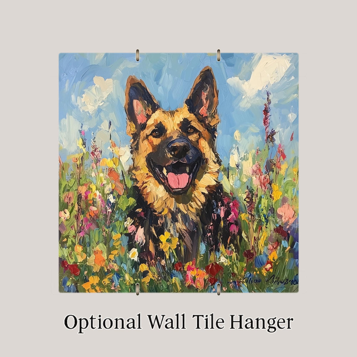 German Shepherd Wall Art Ceramic Tile GSD Dog Decor Shepherd Dog Gift Portrait Tile Art