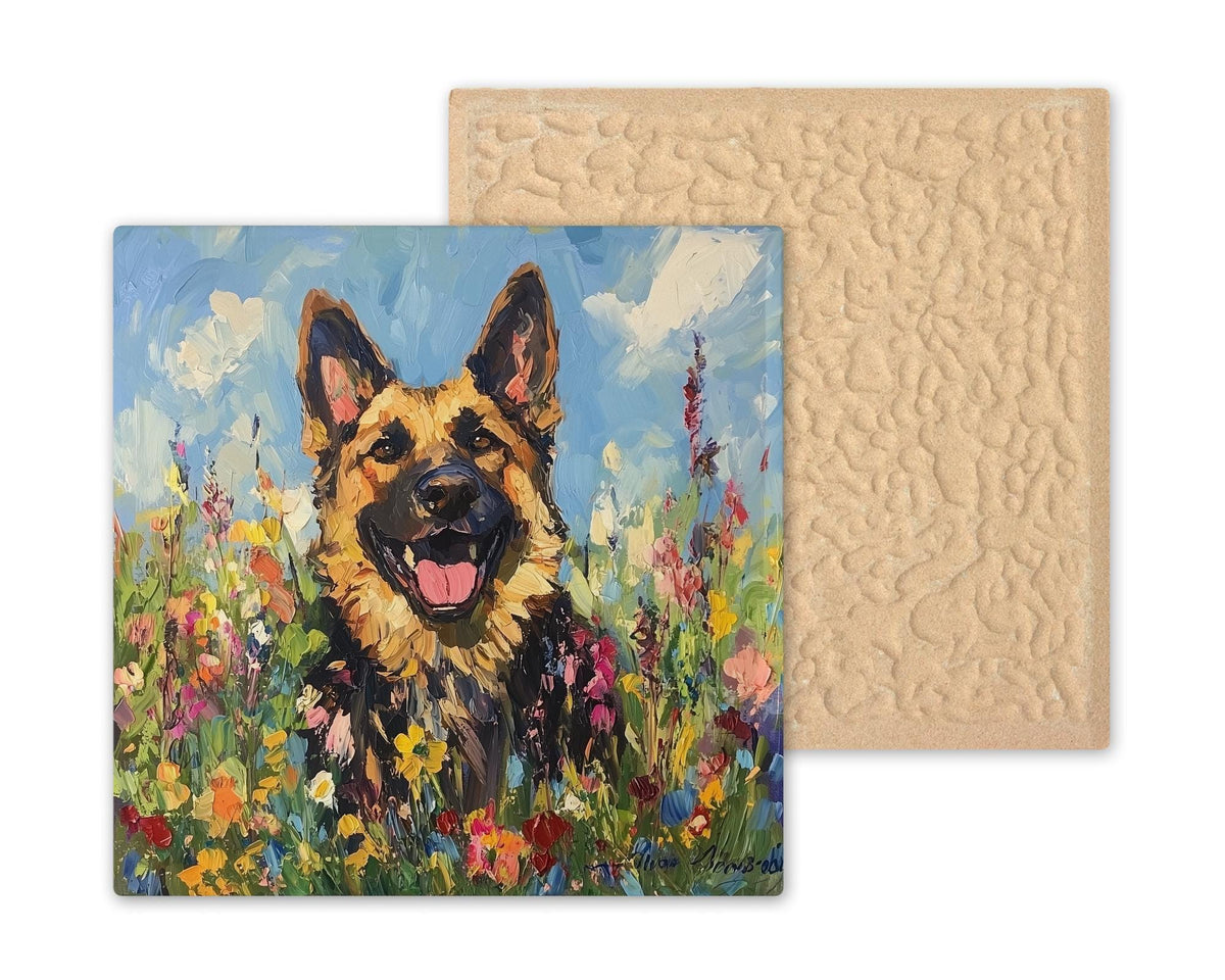 German Shepherd Wall Art Ceramic Tile GSD Dog Decor Shepherd Dog Gift Portrait Tile Art
