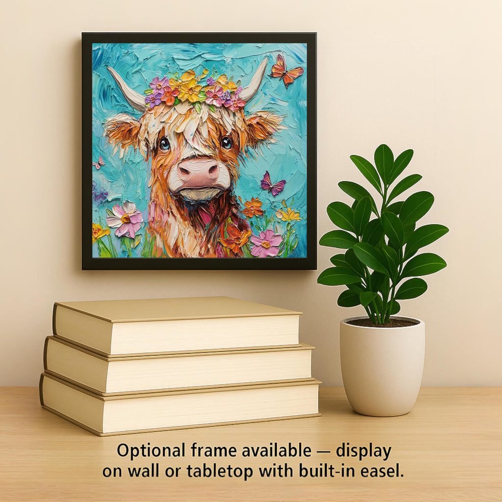 Highland Cow Ceramic Tile Wall Art Rustic Cabin Lodge Woodland Wildlife Scottish Cow Nature Home Decor