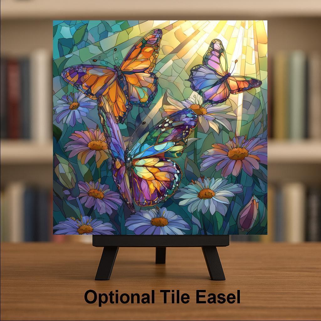 Colorful Butterfly Wall Art Ceramic Tile Encouragement Gift Symbolic Decor Nature Art Butterfly Lover Gift Tile