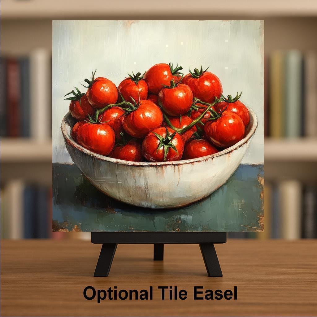 Tomato Ceramic Art Tile: Mediterranean Wall Decor Kitchen Accent Tuscan Home Decor Wall Art Kitchen Garden Italian Farmhouse Vegetable Art