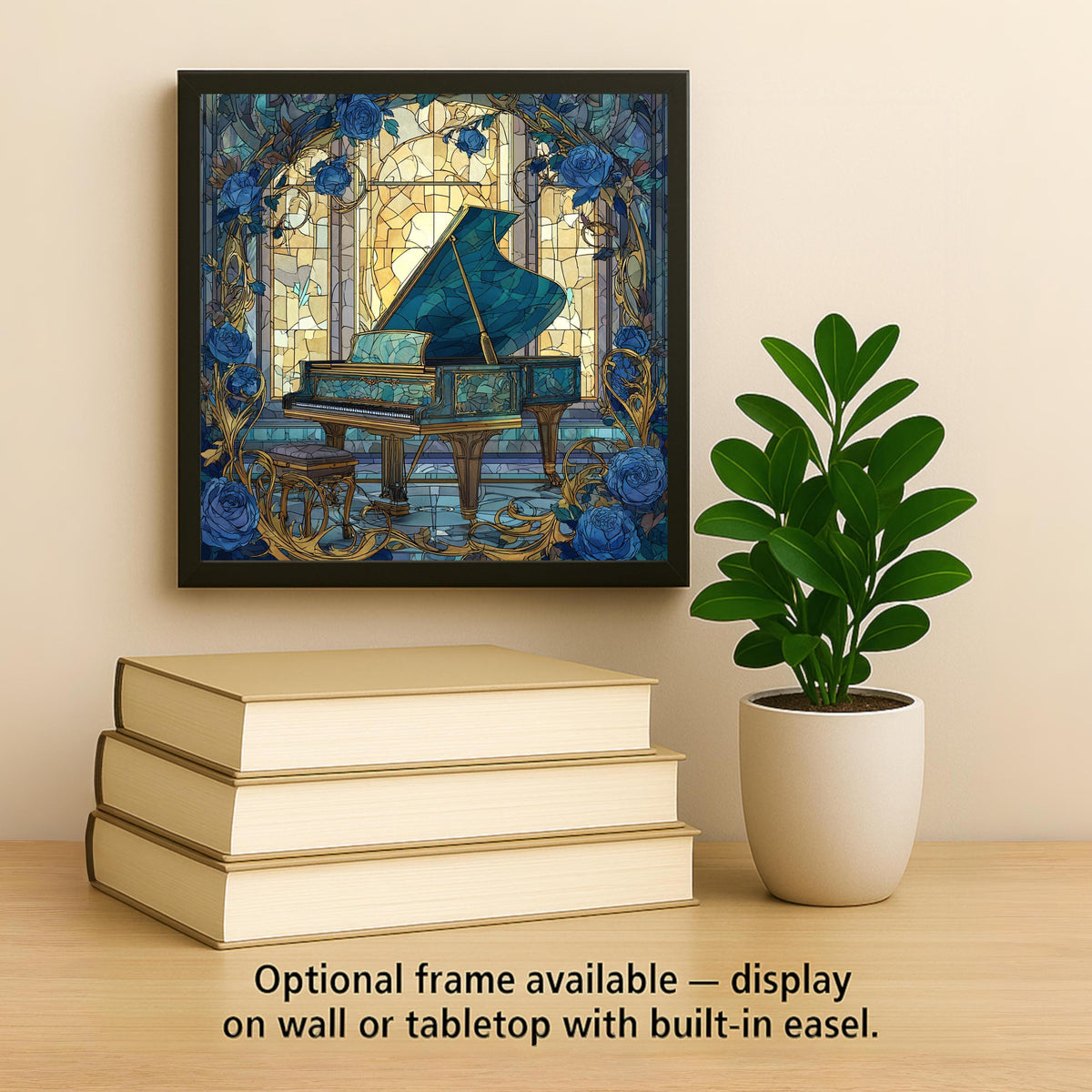 Piano Ceramic Art Tile – Art Nouveau Style, William Morris, Music Lover Gift, Pianist Botanical Art Decor