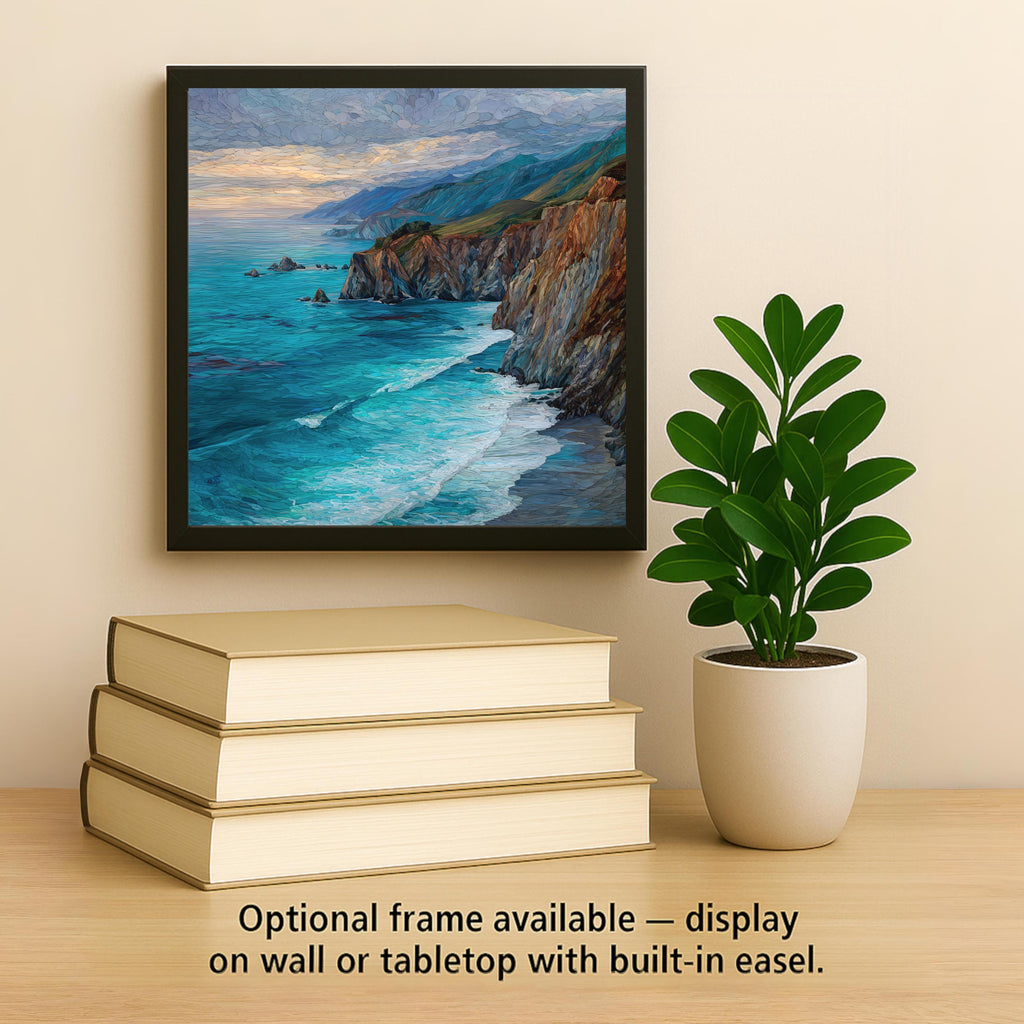 Big Sur Ceramic Tile Wall Art – California Coastal Cliffs & Turquoise Ocean, Pacific Coast Highway Wall Decor, Scenic Home Decor