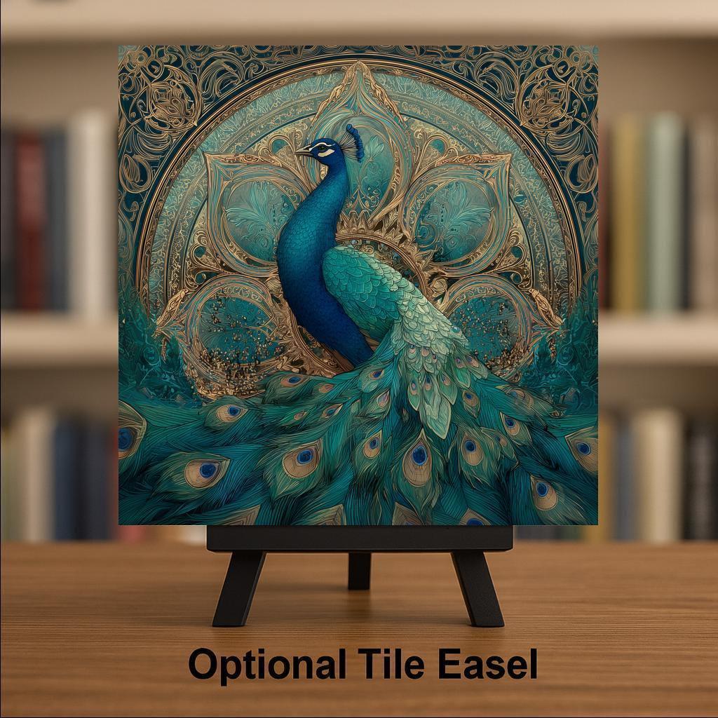 Peacock Ceramic Art Tile: Nature Wall Decor Bird Lover Gift Home Decor Wall Art Bird Lover Birdwatcher Jewel Tone Nature Art