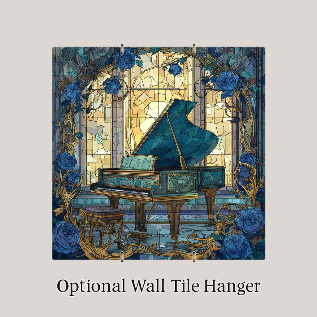 Piano Ceramic Art Tile – Art Nouveau Style, William Morris, Music Lover Gift, Pianist Botanical Art Decor