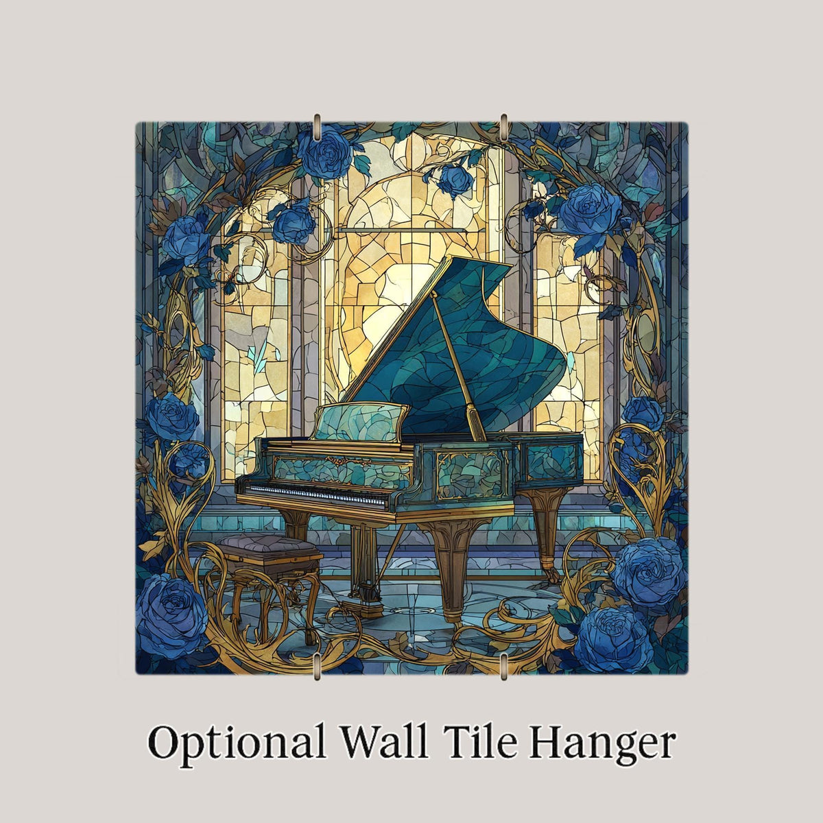 Piano Ceramic Art Tile – Art Nouveau Style, William Morris, Music Lover Gift, Pianist Botanical Art Decor