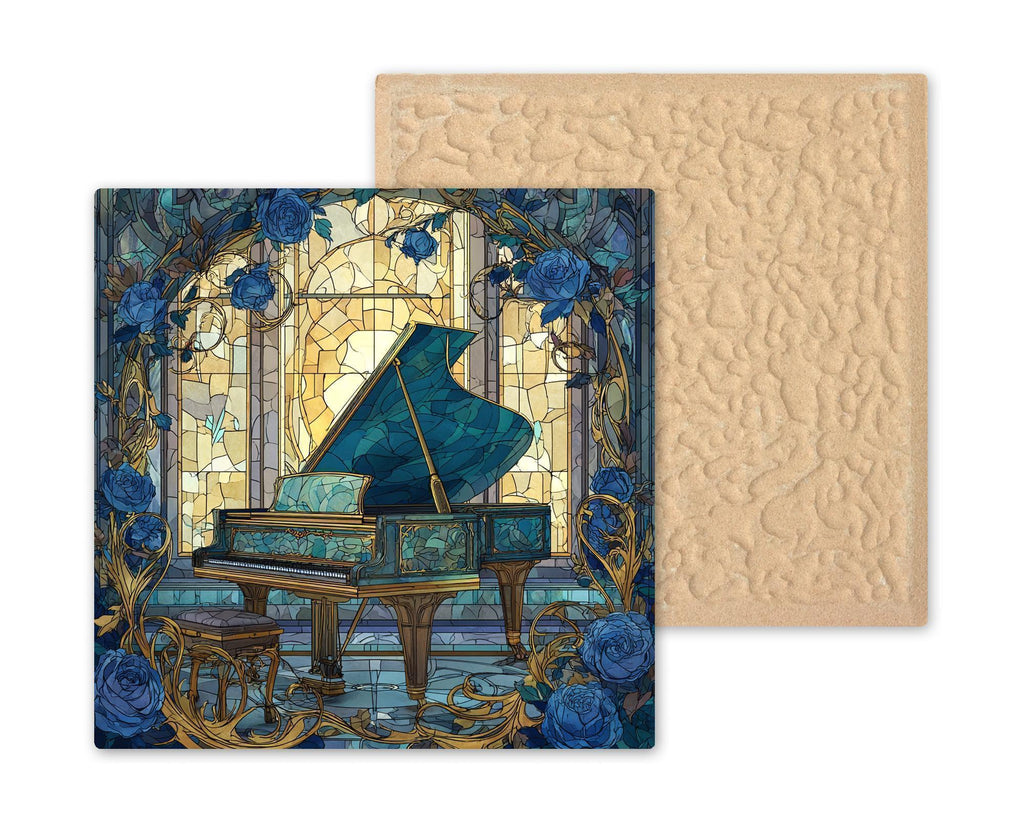 Piano Ceramic Art Tile – Art Nouveau Style, William Morris, Music Lover Gift, Pianist Botanical Art Decor